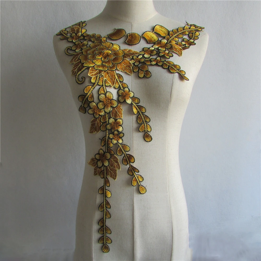 

new style Craft collar Venise Sequin Floral Embroidered Applique Trim Decorated Lace Neckline Collar Sewing 1pcs sell YL488