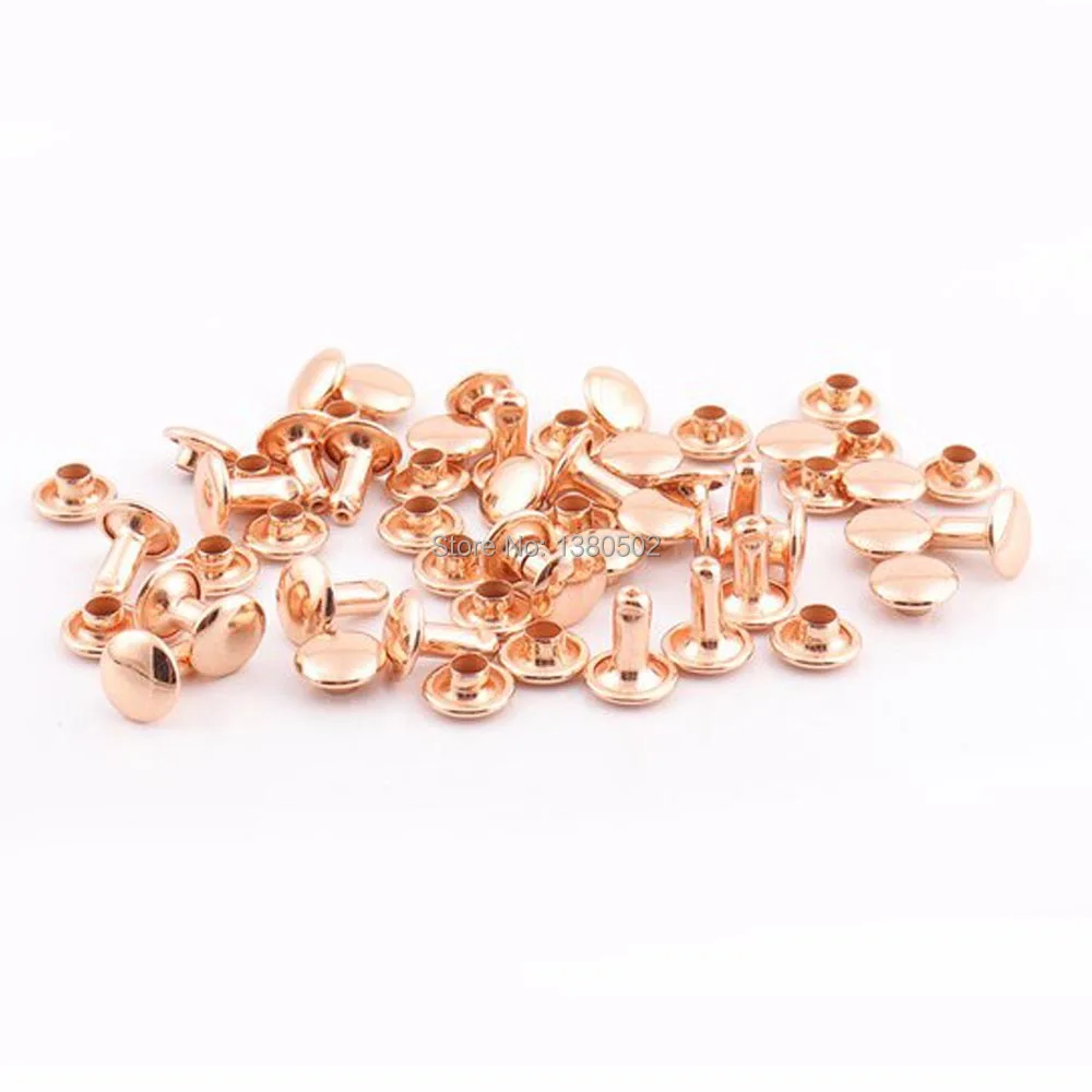 

100sets 8*8/8*10mm rose god color metal round shape Double cap Rivets Stud Collision Nail for Bag Belt shoes garment decoration