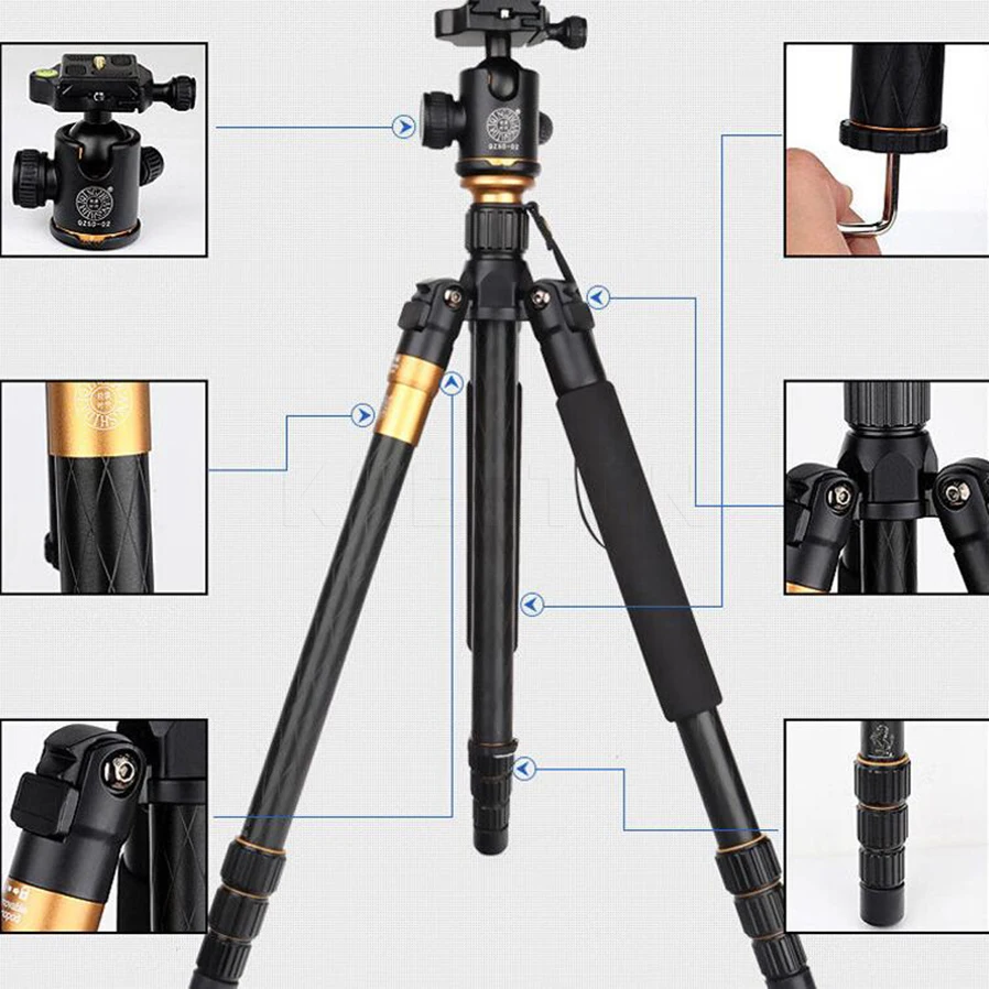 

Q999 Portable Tripod For SLR Camera Tripod Ball Head Monopod Changeable Load Bearing For Canon For Pentax Sony For DSLR Camera