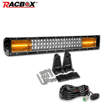 

22 Inch Tri-row Offroad LED Light Bar Double Color Combo Beam Spotlight LED Work Fog Light For Truck Tractor UAZ ATV SUV MPV