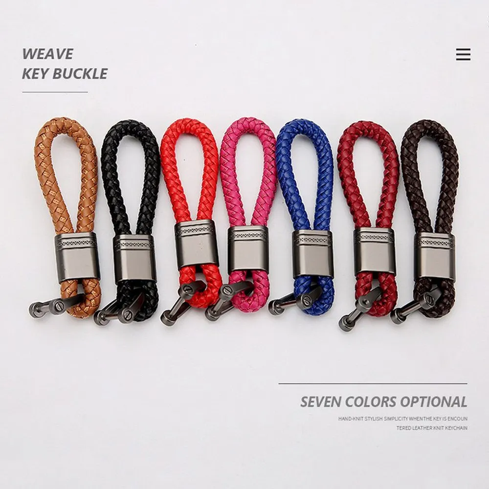 

Hand Weave Car Keychain Golden Alloy Hand Weaving Rope Car Keys Ring Braided Auto Key Holder 8 Colors No LOGO