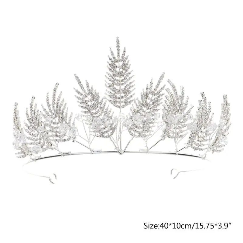 

Bride Crown Silver Shiny Rhinestone Leaf Exquisite Delicate Bridal Wedding Headwear Tiara Headband Women Party Queen Headdress