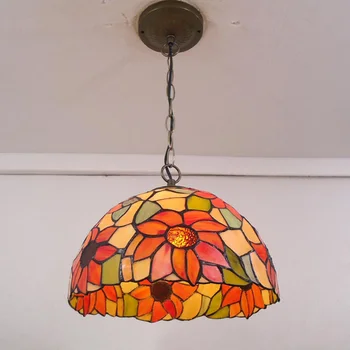 

Tiffany Sunflowers Bar Cafe Pendent Lamp Classic Balcony Hallway Hanging Light Dining Room Pendent Lights