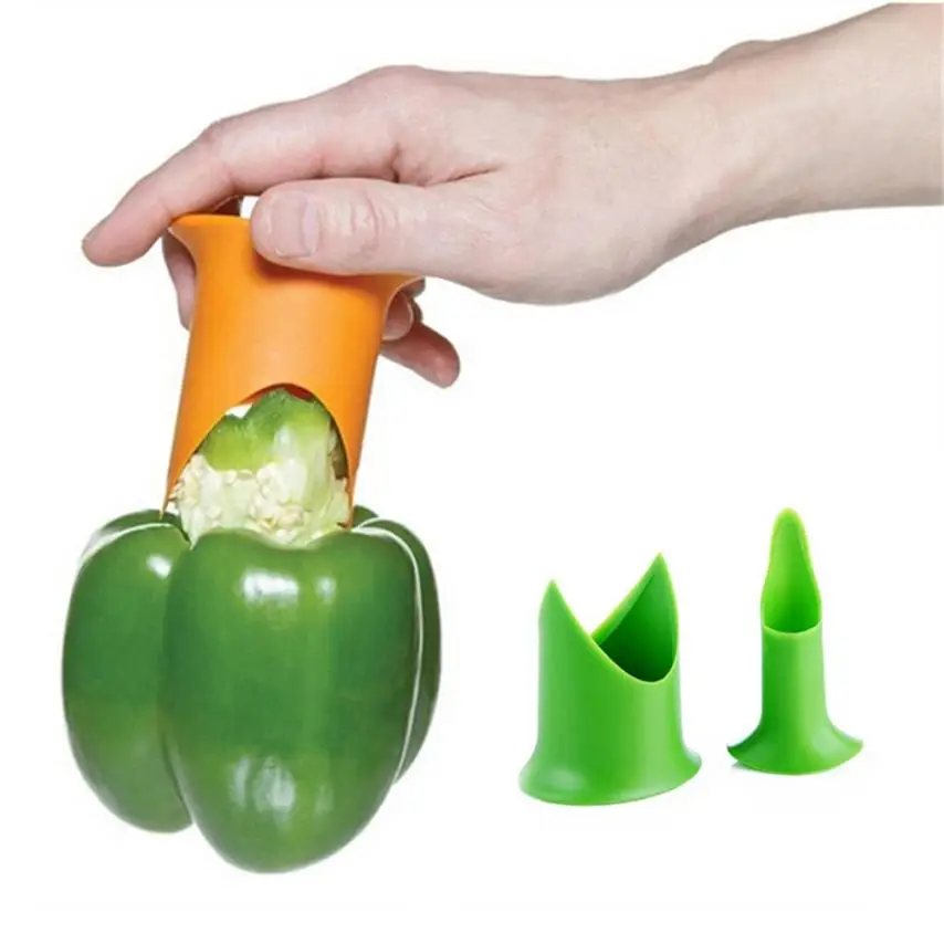 

Wholesale 2 pcs/set Multifunction Green Pepper Chili Core Separator Device Plastic Tomato Plastic Core picker #50705