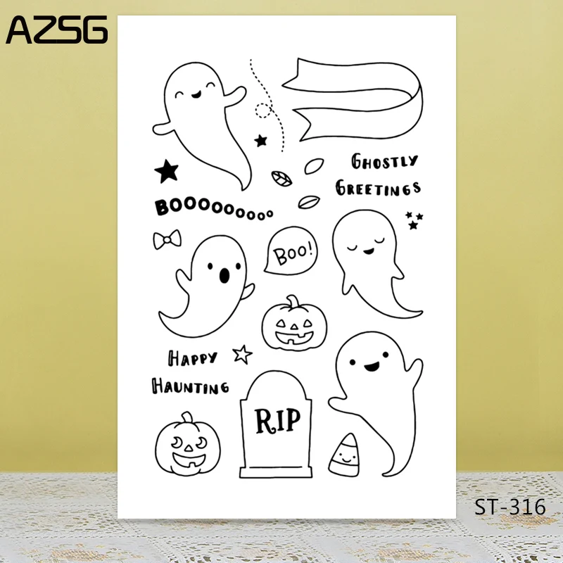 

Ghost/happy halloween Transparent Silicone Clear Stamps/seal for DIY Scrapbooking/Card Making/Photo Album Decoration Supplies