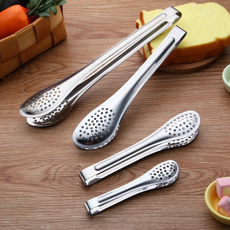 

1Pc Stainless Steel Heat Resistance BBQ Cooking Clip Buffet Bread Ice Cooking Tongs Clamp Multifunctional Baking BBQ Tool