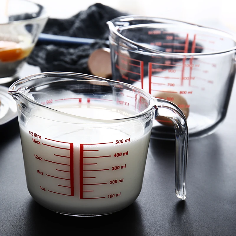 1000ml High Borosilicate Glass Measuring Cup with Handle and Bamboo Lid  Clear Milk Cup For Baking Cooking Kitchen Accesssories - AliExpress