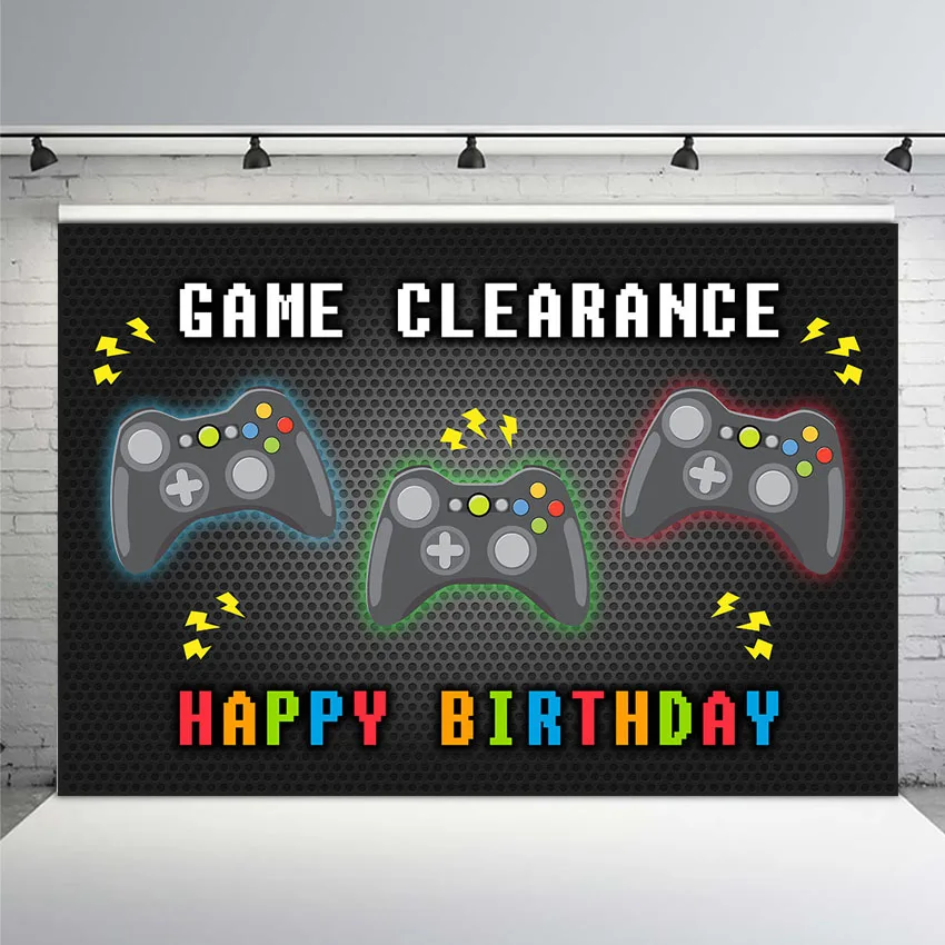 

MEHOFOTO Vinyl Photography Background Video Games Level Boy Birthday Party Custom Children Black Backdrop Photo Booth Studio