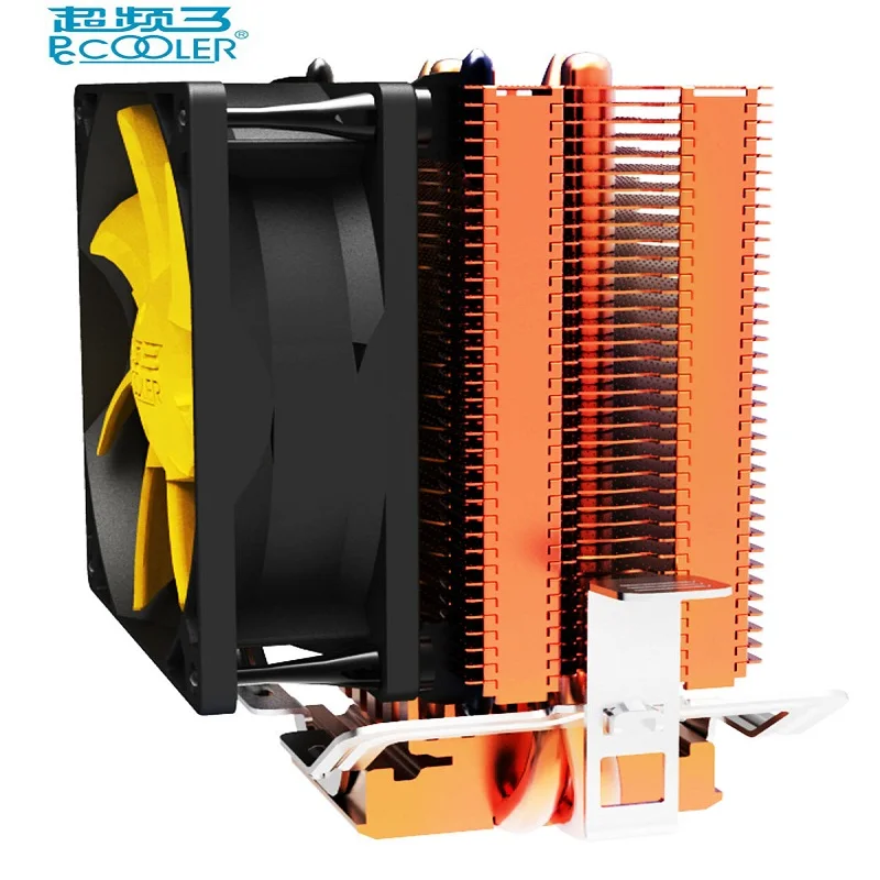 PCcooler S83 кулер для процессора медное покрытие плавники 2 тепловые трубки 80 мм/8 см тихий вентилятор охлаждения процессора радиатор вентилятор для AMD Intel 775 1155 1156