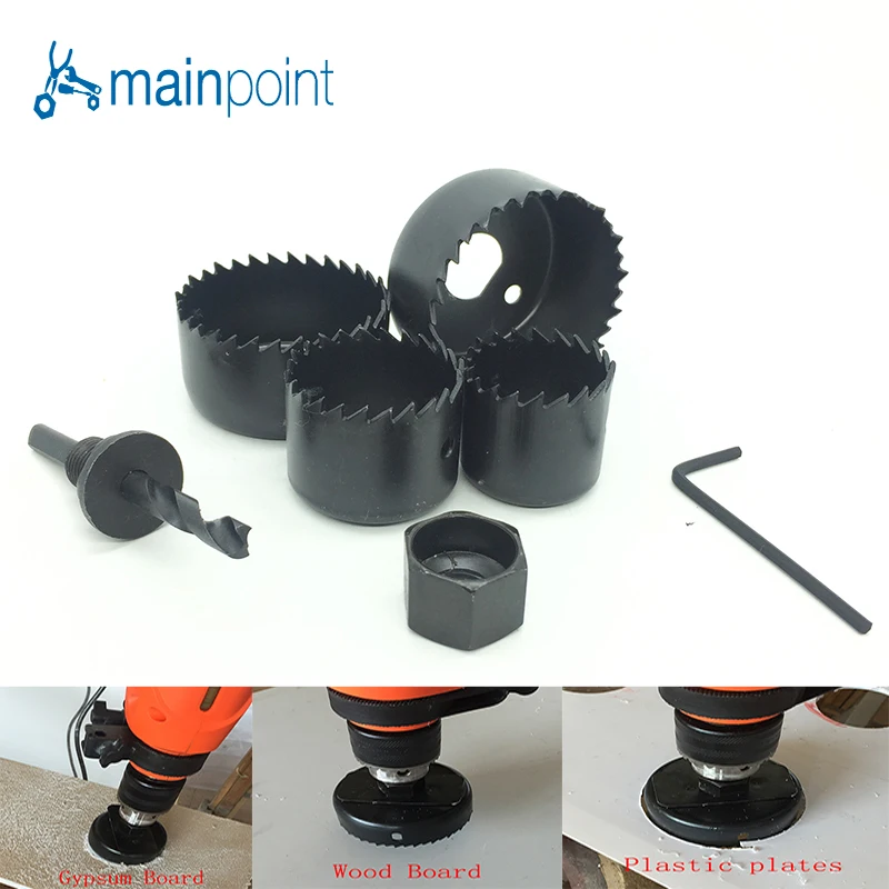 

Mainpoint High Quality 6Pcs DIY Hole Saw Cutting Set Kit (32mm-54mm) Mandrels Saws Core Drill Bits Wood working Tools