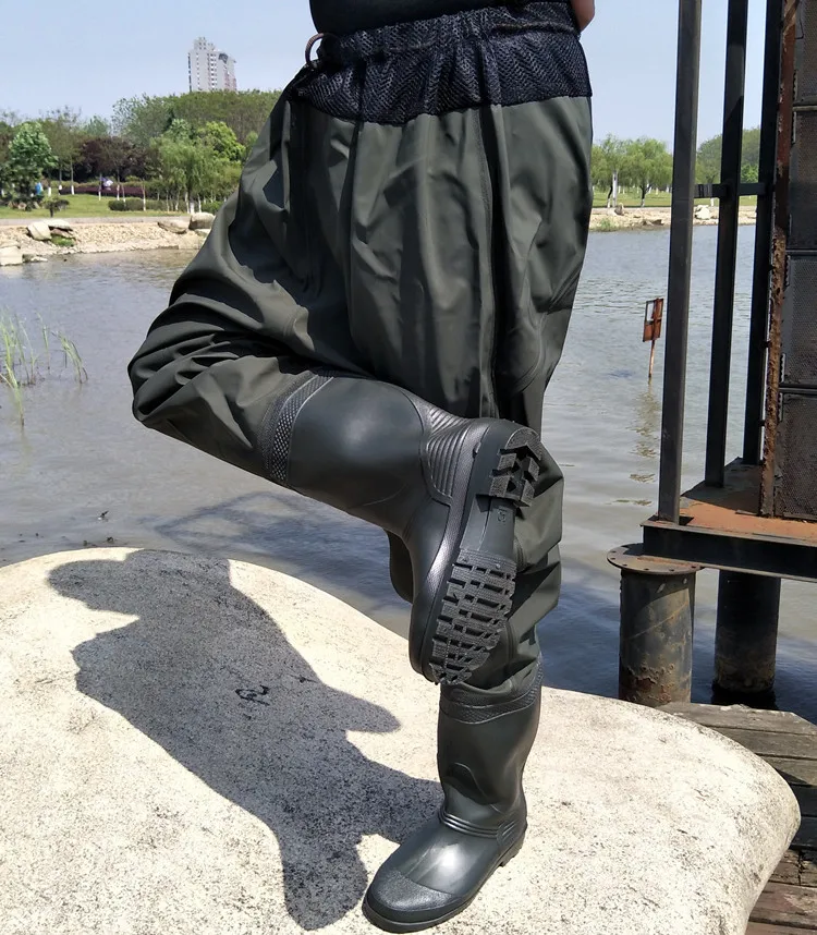 Армейский зеленый 110 см пояс из дышащей сетки рыболовные сапоги толстые водонепроницаемые цельные костюмы ПВХ сапоги на мягкой подошве рыболовные сапоги