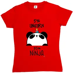 5% Единорог 95% Ninja черные и белые панды женские футболка смешной костюм гранж одежда забавные печати Футболка Топ Футболка