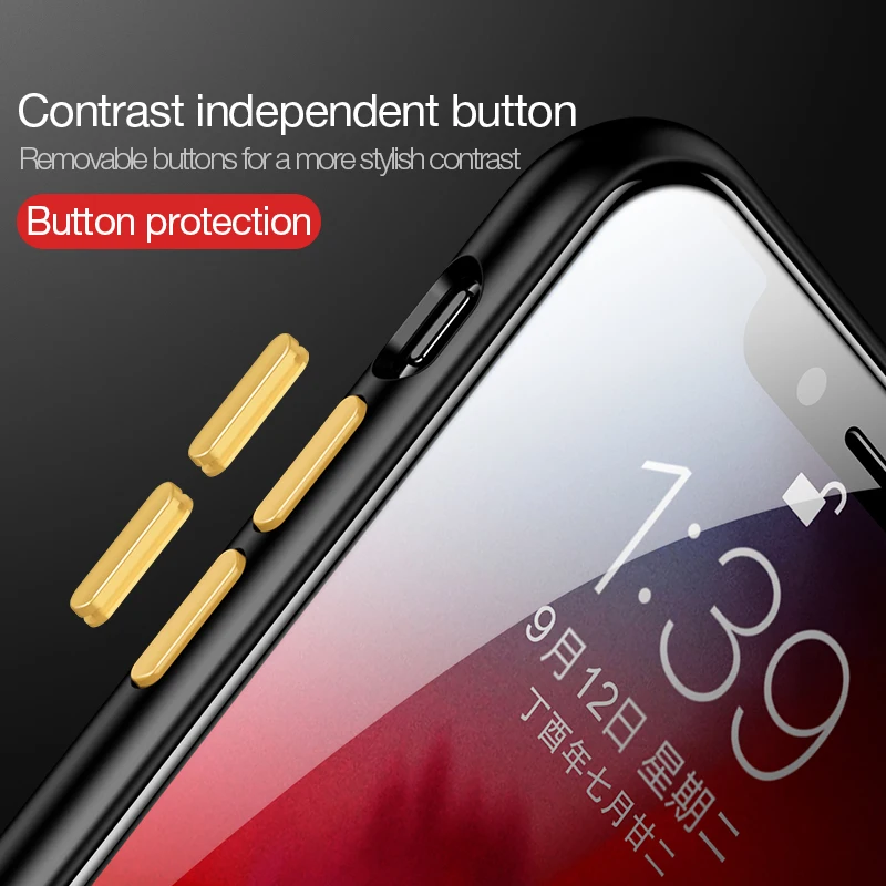 CAFELE Case for iPhone X Xr Xs Max 7 8 Plus Soft + PC Hard Cover Ultra Thin Transparent Shining Case for iPhone Full Cover Shell