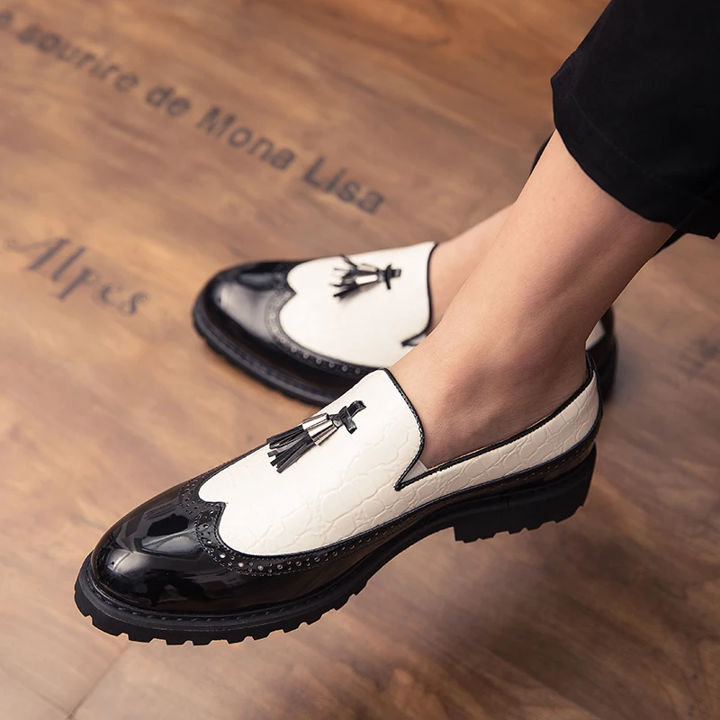 

Men Designer shoes pointed mixed lace-up Brogue shoes Homecoming Male Wedding prom Formal Dress Shoes for man big size 48 L5
