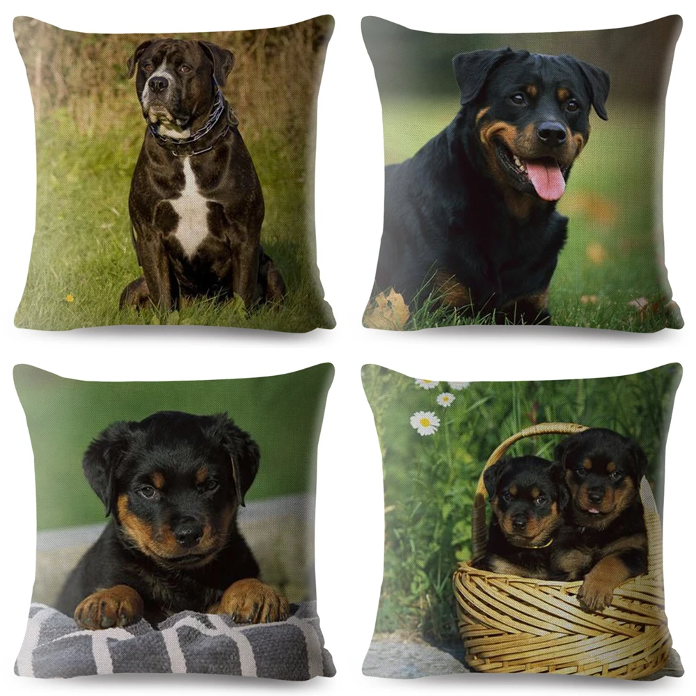 Наволочка для собак из Германии Loyalty Rottweiler 45*45 см льняные Чехлы подушек чехол