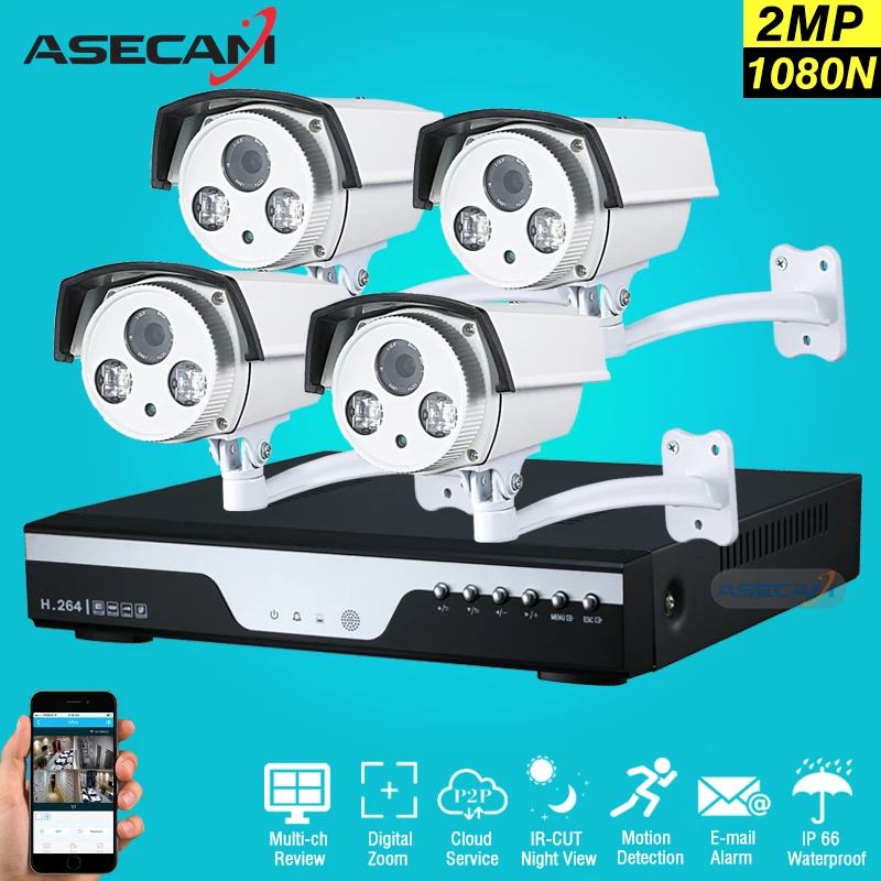 

4 Channel 1080p CCTV Camera 4ch DVR AHD 2MP Home Outdoor Array Security Camera System Kit Video Surveillance P2P good quality