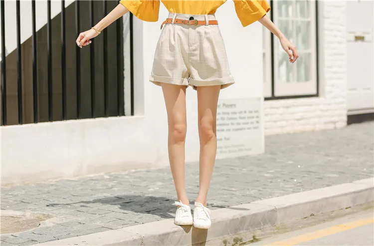 Шорты женские модные клетчатые шорты для отдыха элегантные универсальные летние женские с высоким поясом корейские широкие брюки Одежда