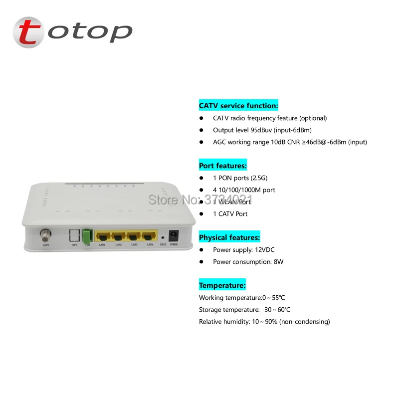 GPON терминал CATV ONU ONT OTP-G504GT GPON с 1PON+ 4GE+ wifi+ CATV Ethernet порт, английская версия, SC APC, та же функция, что и HG8247