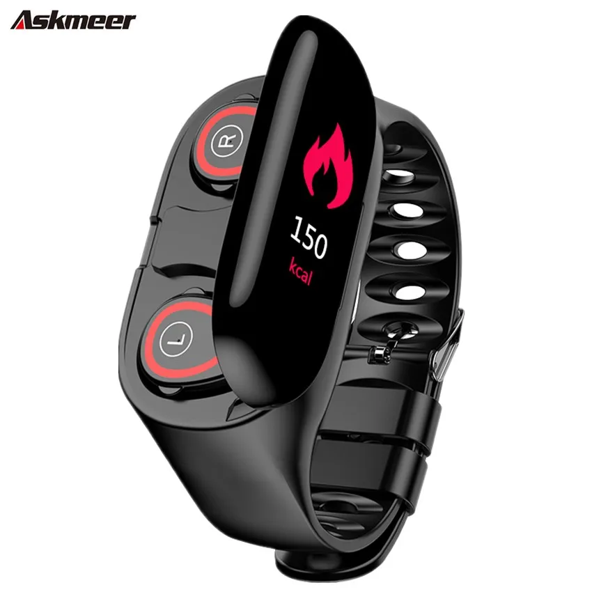 

ASKMEER The latest AI Smart Watch with Bluetooth Headset Heart Rate Monitor Wristband Long Standby Smart Bracelet PK mi band 3