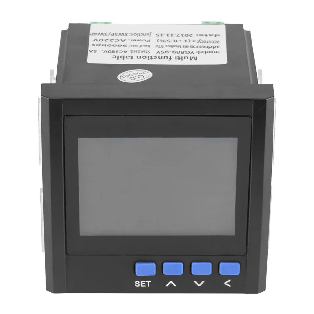 

Multifunction Power Meter 3-Phase Electric Current Voltage Frequency Power Energy Meter V A Hz kWh RS485 Black