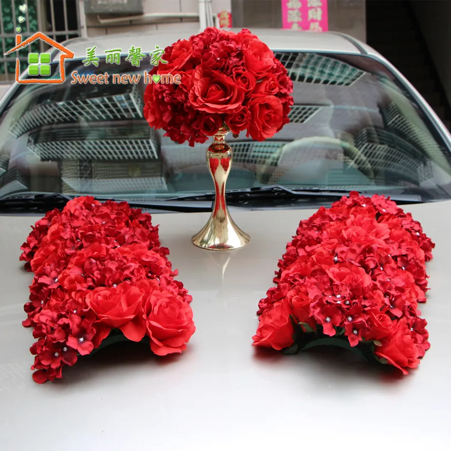 

Sweet new home Artificial flower wall row table centerpiece flower red rose Hydrangea for wedding backdrop