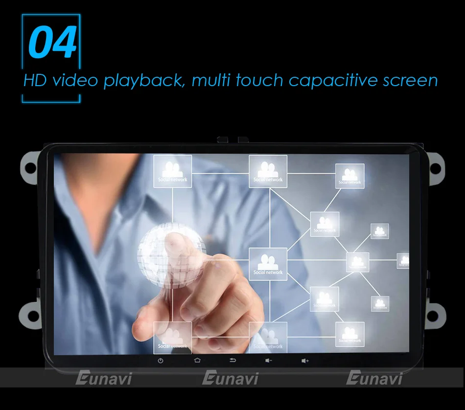 Discount Eunavi 2 Din 9 inch Quad core Android 8.1 car dvd GPS for VW Polo Jetta Tiguan passat b6 cc fabia mirror link wifi Radio  in d 5