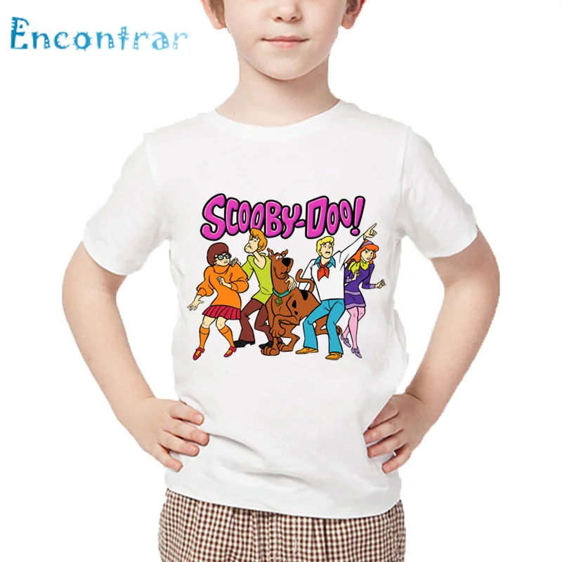Детская футболка с героями мультфильмов Scooby Doo Mystery Machine детская забавная одежда летние топы с короткими рукавами для маленьких мальчиков и девочек HKP5085