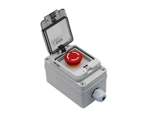 Mushroom emergency stop button waterproof box with transparent protective window cover junction box emergency switch box