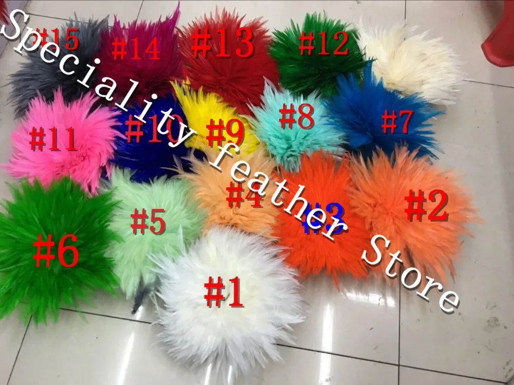 

EMS Free Shipping Rooster Hackle Feather Strung 12-15cm 5-6" rooster feather Trimming Rolls DIY accessory 1kgs/color