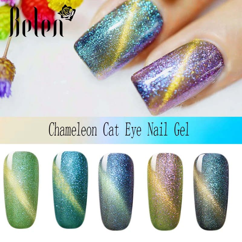 

Belen 7ml 3D Magnetic Chameleon Cat Eye Gel Nail Polish Soak Off Gel-Lacquer UV LED Magnet Hybrid Varnish Lucky Primer Base Top