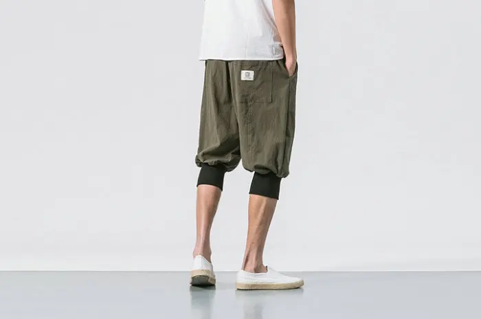 Китайский Стиль хлопок белье летние шорты Для мужчин Повседневное пляжные мужские шорты Твердые Уличная джоггеры Короткие штаны Для