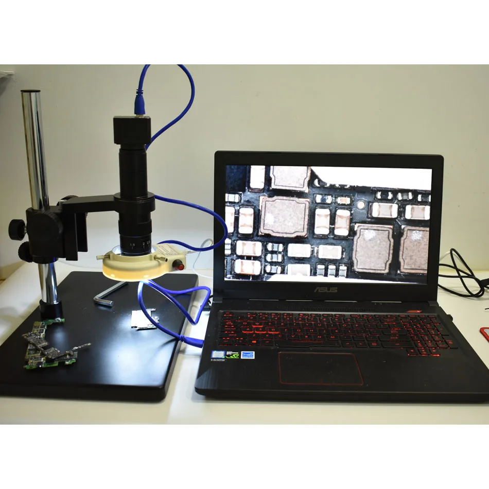 

HD 5.0MP USB 3.0 Free Drive Microscope Camera+10X-180X Adjustable Magnification 25mm Zoom C-mount Lens+LED Light Source+Bracket
