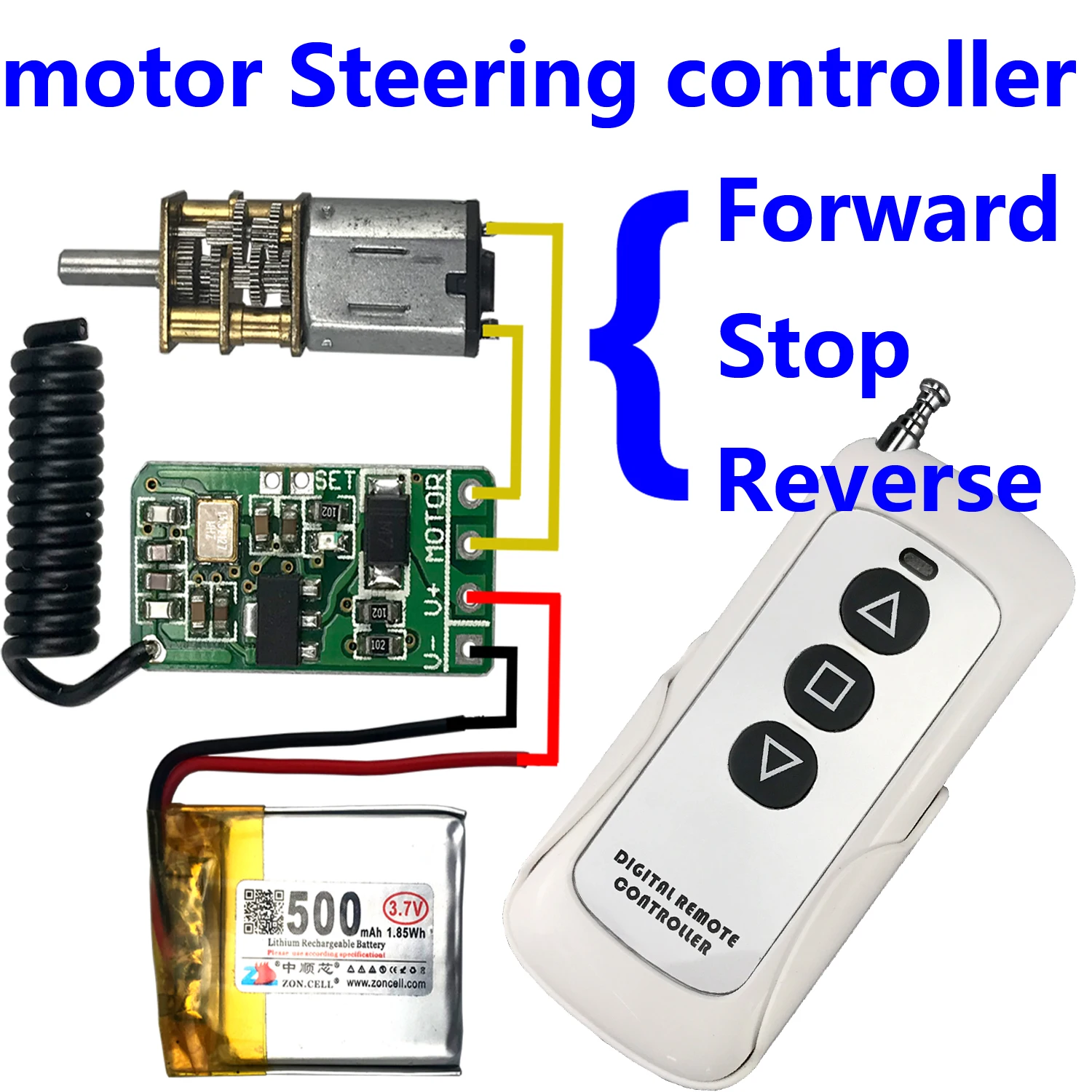 37v45v9v12vmotorForwardReversesteeringwirelessremotecontrol