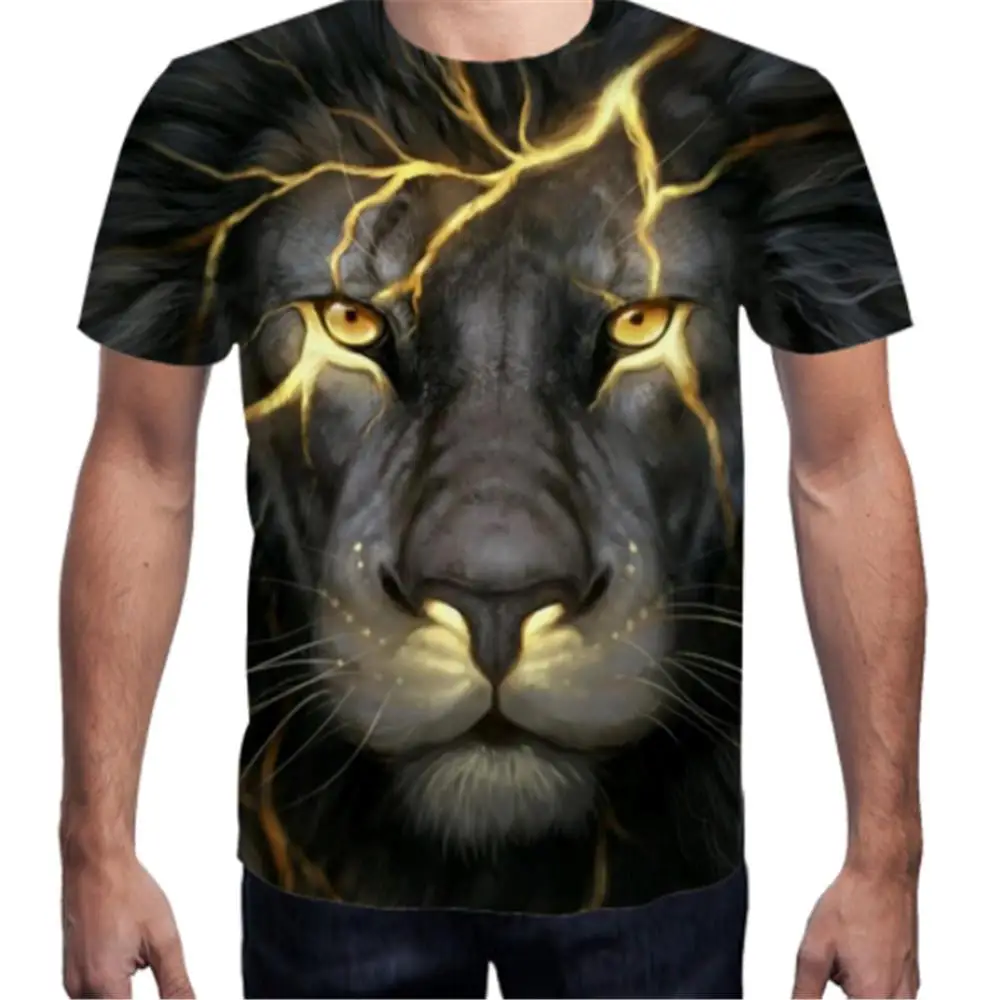 

S-4XL 3D Lion Print Men T Shirt Plus Size Tshirt Men Short Sleeve Man T-shirt T Shirt Running Fitness Tee Futbolka