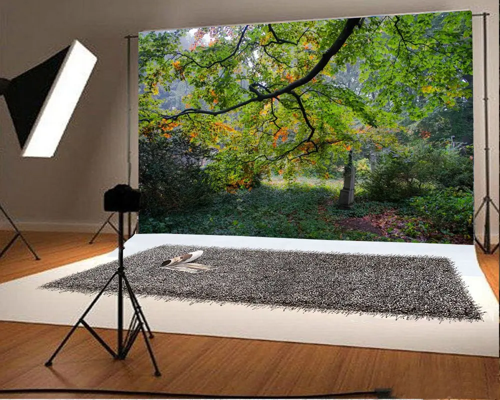 Photography Backdrop Green Grass Field Tree Natural Scenery Backdrops Party Studio | Электроника