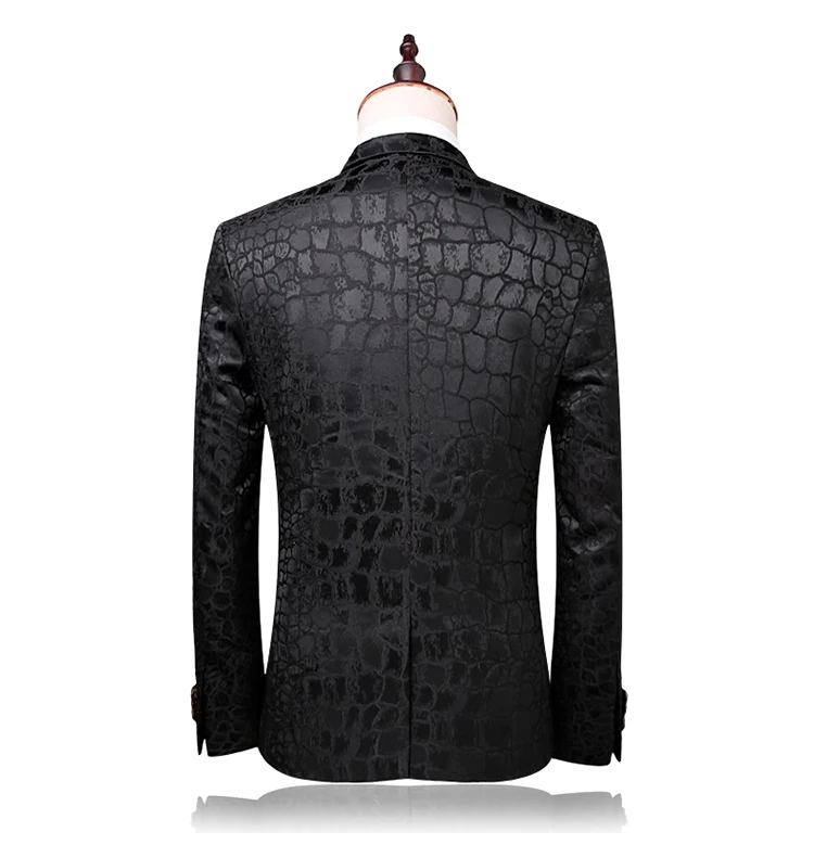 Qriginal 2018 Одежда высшего качества бренд Для мужчин костюмы 2 шт. печати жаккардовые Для мужчин пиджак Slim Fit Свадебные мужской смокинг для