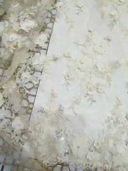 

2017 Luxury French Lace Fabric 3D Wedding Beaded Embroidery Lace fabric