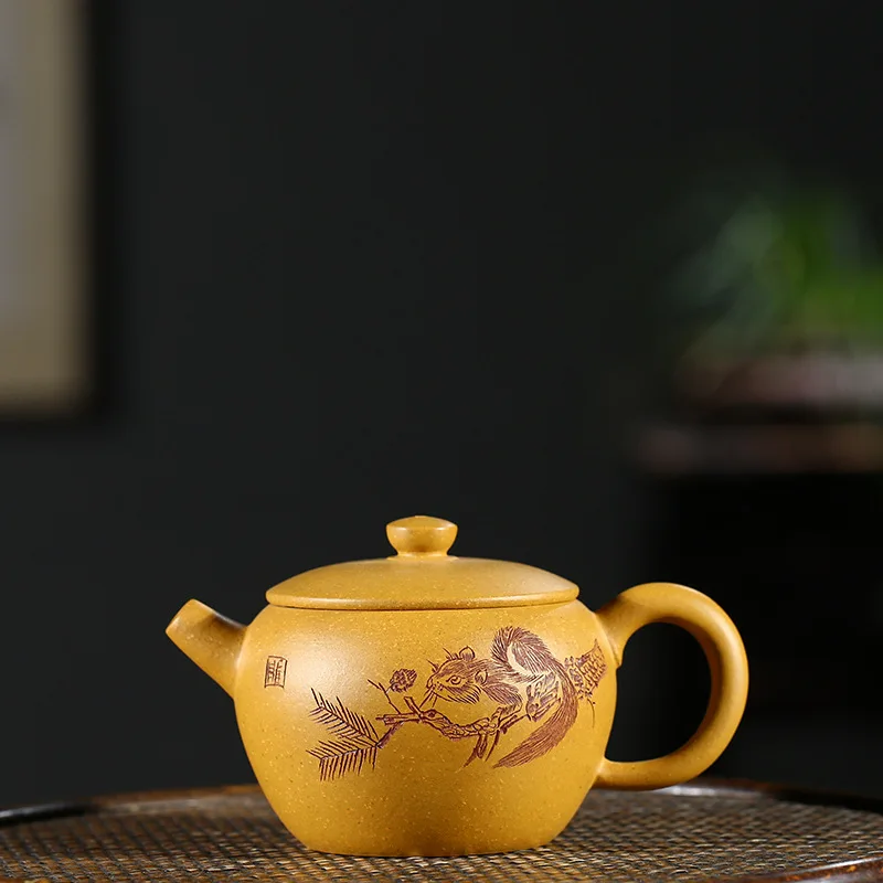 

Genuine Yixing Zisha pot handmade ore gold section mud name 'giant wheel Bead' Kung Fu teapot Purple Clay tea gift wholesale