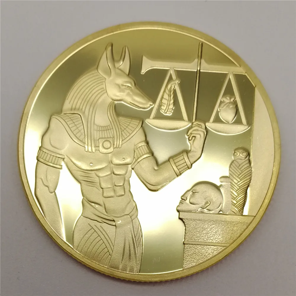 

Egypt Death Protector Anubis Gold/Silver Plated Coin Copy Coins Egyptian God of Death Commemorative Coins Collection Gift