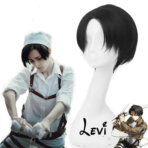 

Anime Attack on Titan Levi Ackerman Short Heat Resistant Synthetic Hair Cosplay Accessory Props Halloween Party+Free Wig Cap