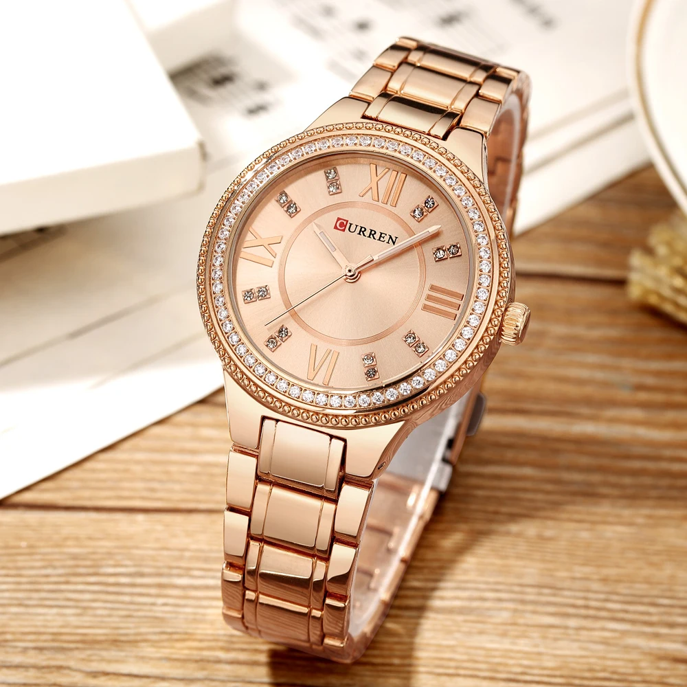 Moedas em Ouro Pulseira de Relógio de Quartzo para Mulheres Relógio de Aço Inoxidável para Mulheres Rosa Relógios Senhoras Feminino Relógio Montre Femme