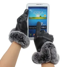 Женские бархатные перчатки из искусственной кожи для девочек, роскошные варежки для вождения, Зимние перчатки для мальчиков и девочек, перчатки для экрана, перчатки для смартфона 22,5 см