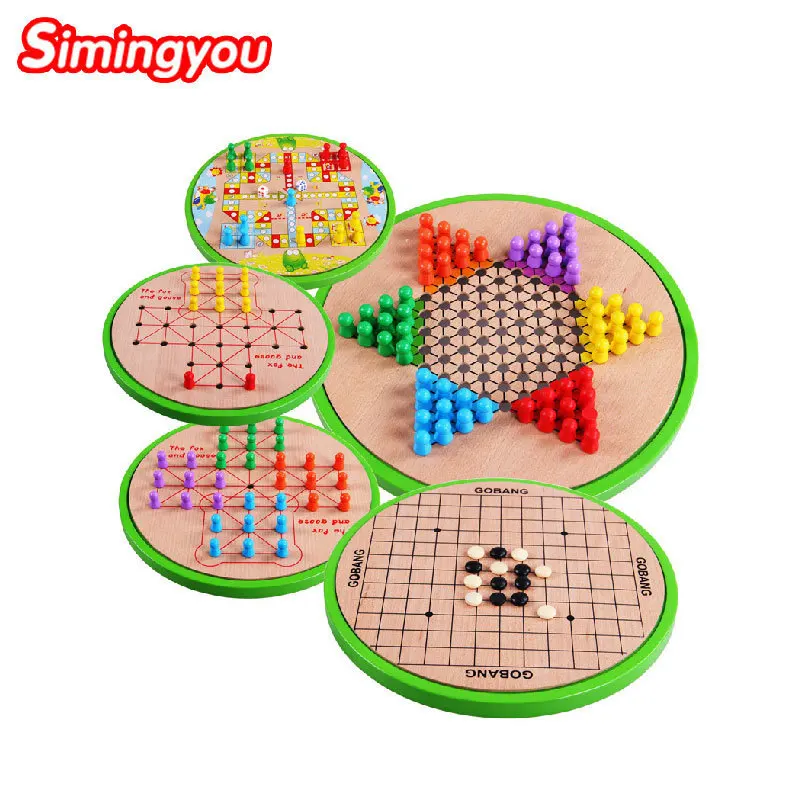 

Simingyou Wood Toys Multifunction Five-in-one Checkers Backgammon Exercise Children Thinking B40-JF36 Drop Shipping