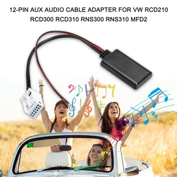 

KKMOON BT MP3 12-Pin Plug AUX Audio Cable Adapter Radio auto product Fit for VW RCD210 RCD300 RCD310 RNS300 RNS310 MFD2