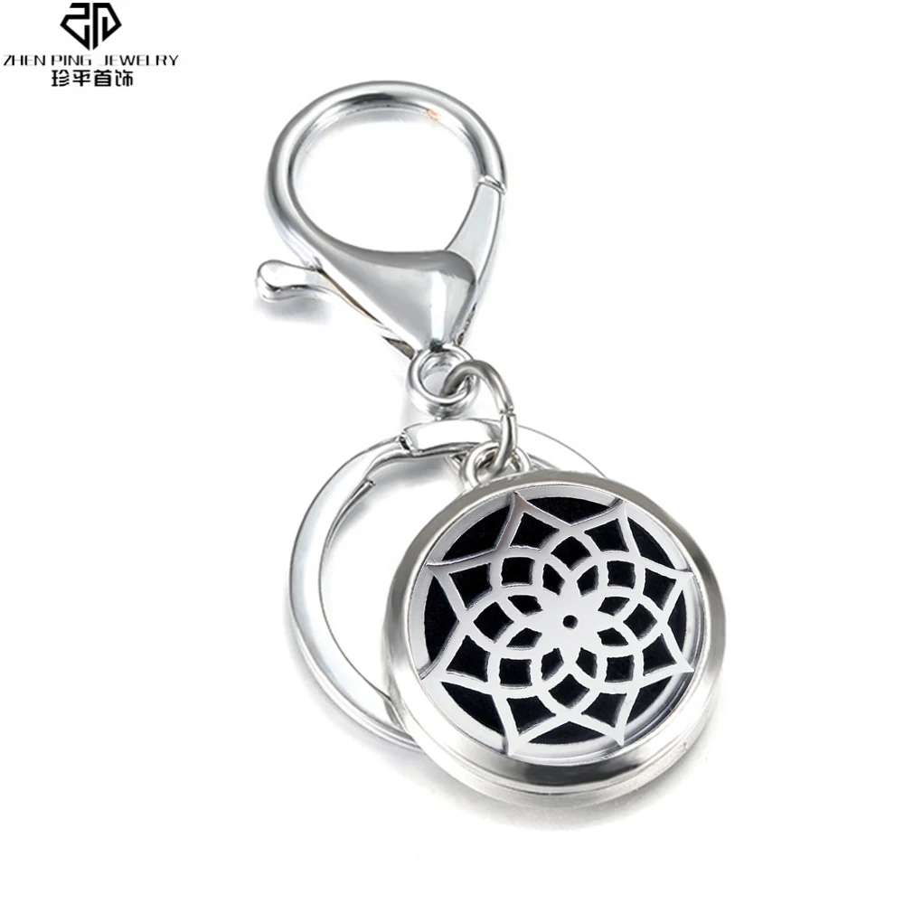 

Trendy Round Lotus Perfume Keychain Stainless Steel Essential Oil Diffuser Jewelry Tree of Life Aromatherapy Key Chains