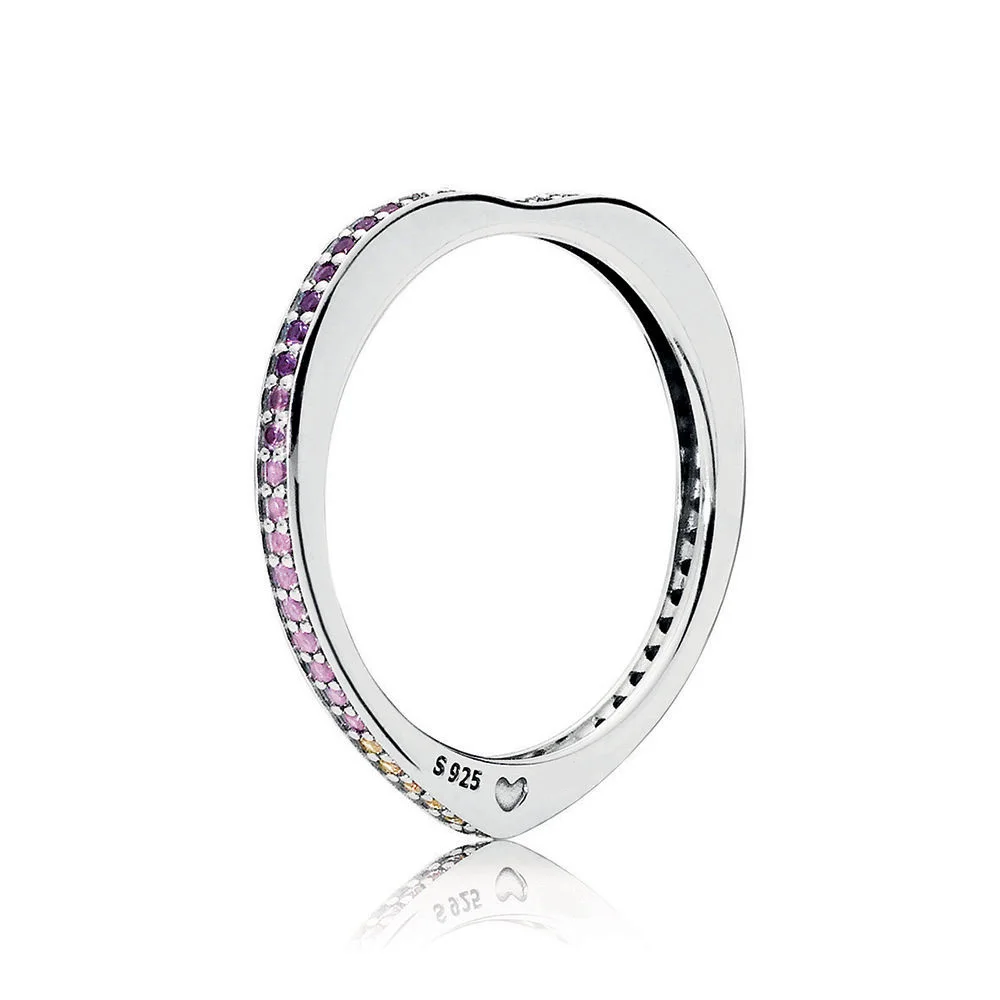 

Authentic 925 Sterling Silver Original Multi-Colour Arc of Love Pandora Ring With Clear CZ For Women Charm Gift DIY Jewelry