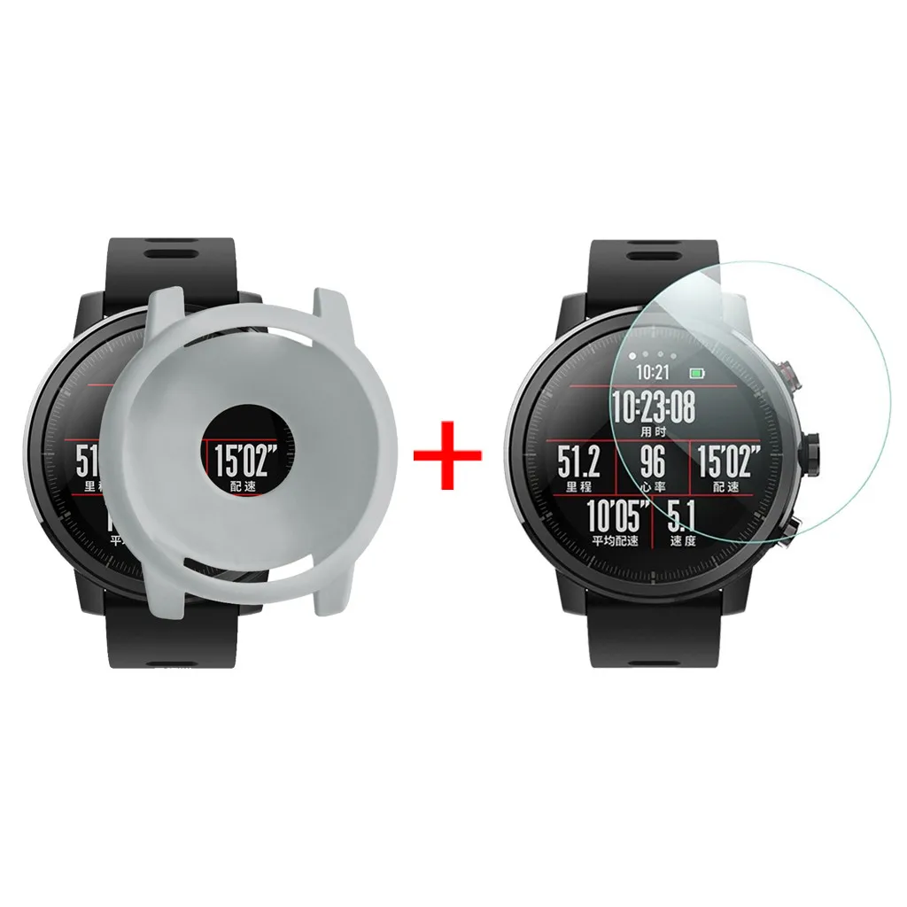 Gray Модные прочные часы Чехлы мягкие силиконовые чехол для Xiaomi Huami AMAZFIT 2 часы с Защита экрана простые часы Чехлы - Цвет: Gray