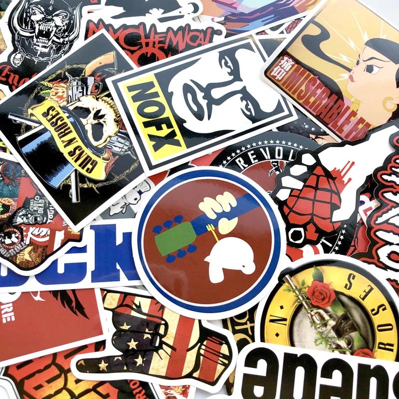 52 قطعة/الوحدة ريترو روك باند الموسيقى ملصقات جرين يوم RHCP الميت كنيدي لالغيتار حقيبة لوح التزلج DIY للماء الشارات