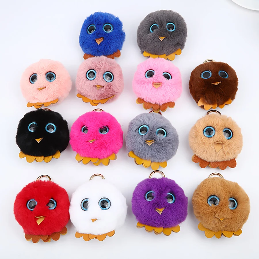 Trendy Plush Soft Cartoon Animals Stuffed Mini Big Eyes Owl Plush Key chain Bag Xmas Pendants Cartoon Lovely Pendant Gift K0001