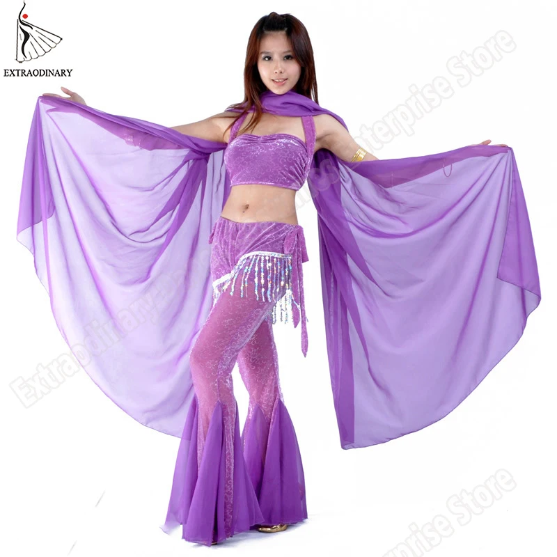 Шелковая шифоновая шаль для танца живота радужная выступлений 200x100 см шелковые